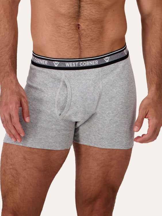West Corner boxer brief in gray melange — front detail