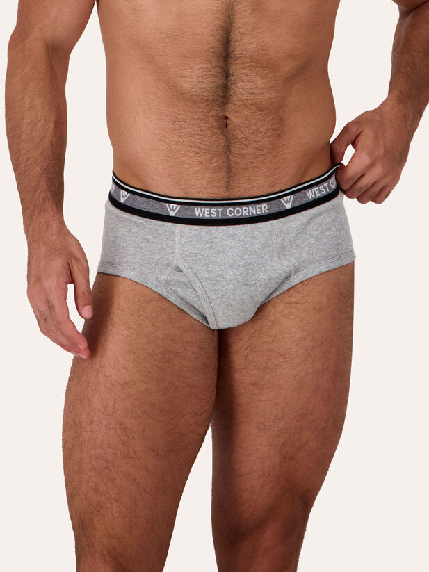 West Corner brief in gray melange — front detail