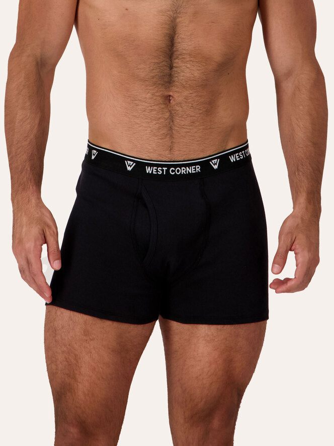 West Corner boxer brief in black — front detail