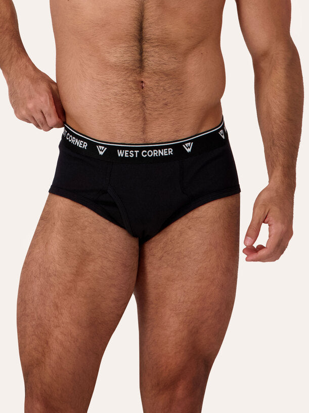 West Corner brief in black — front detail