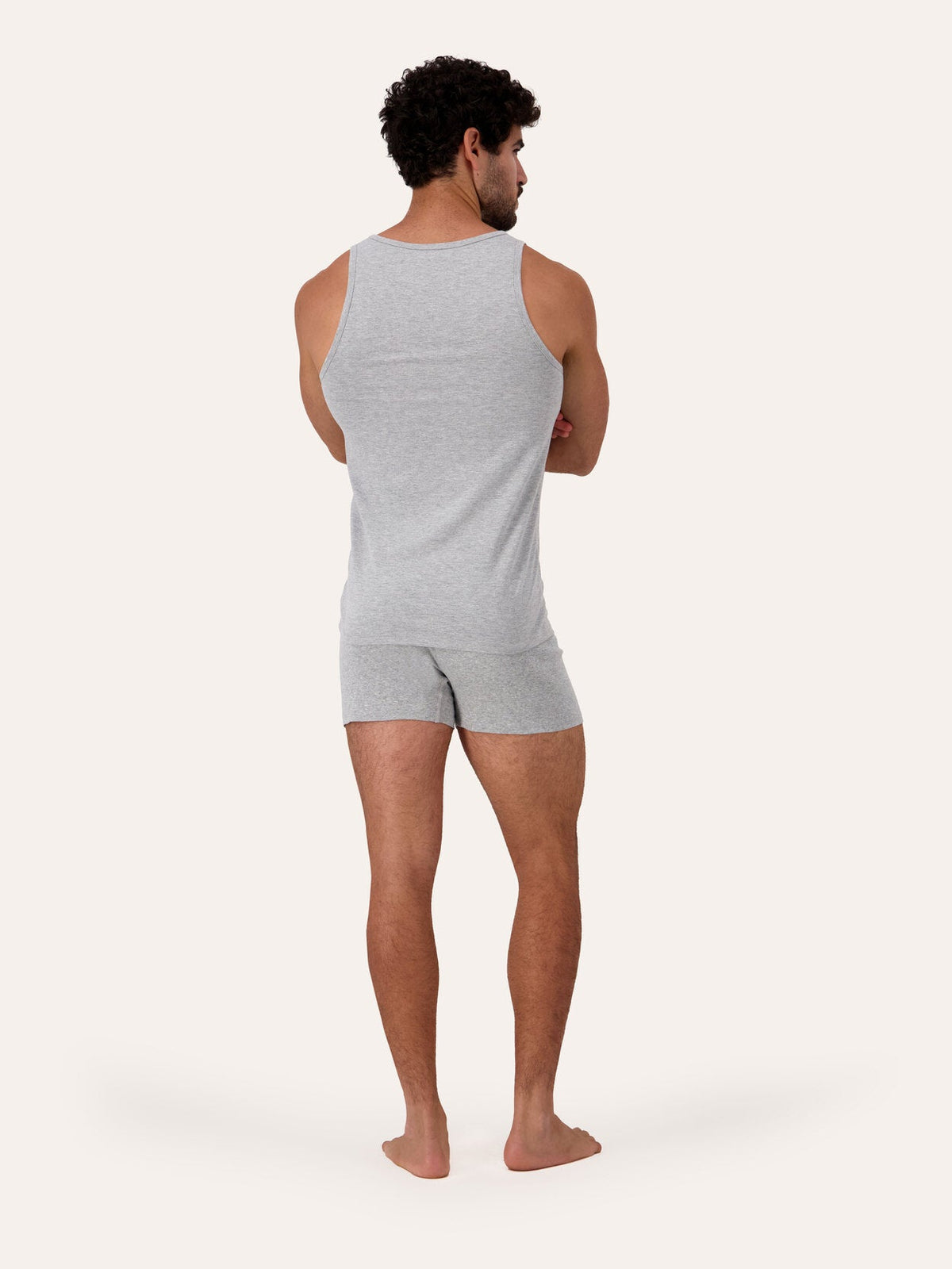 West Corner tank top in gray melange — back, on model