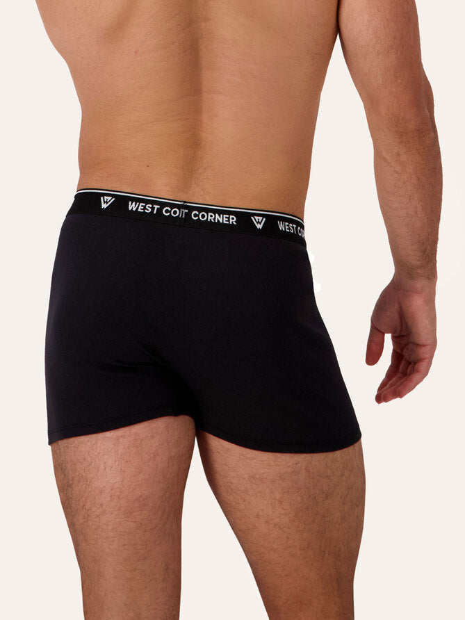 West Corner boxer brief in black — back detail