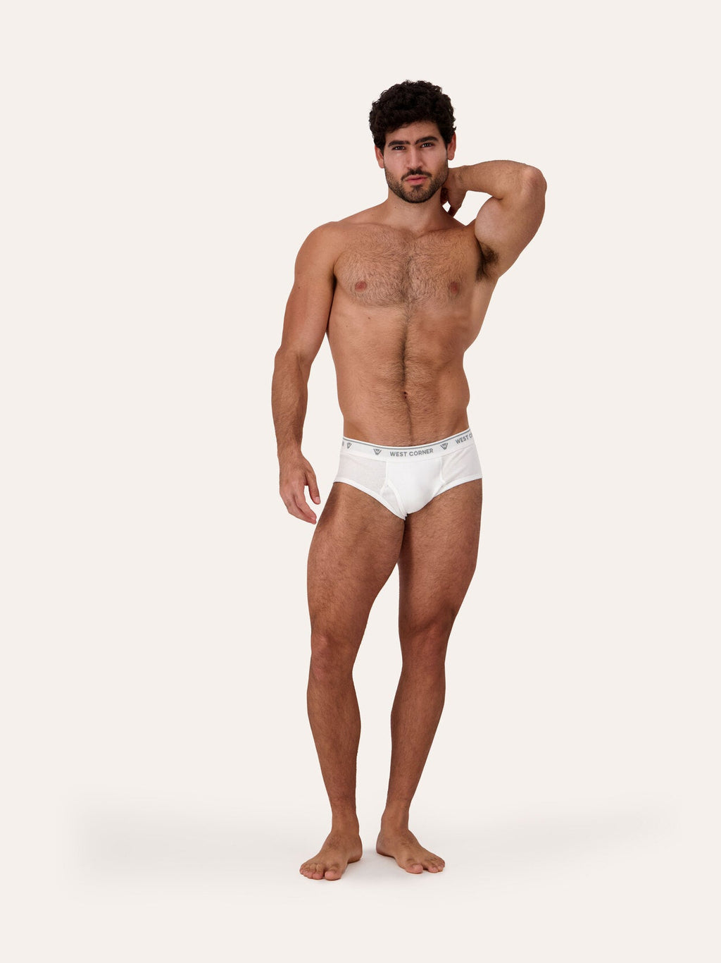 3 Pack / 6 Pack | West Corner brief in white — front, on model