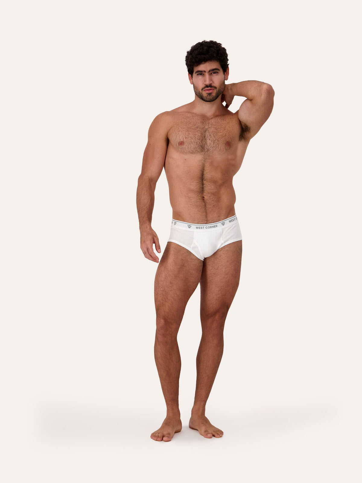 1 Pack / 3 Pack / 6 Pack | West Corner brief in white — front, on model