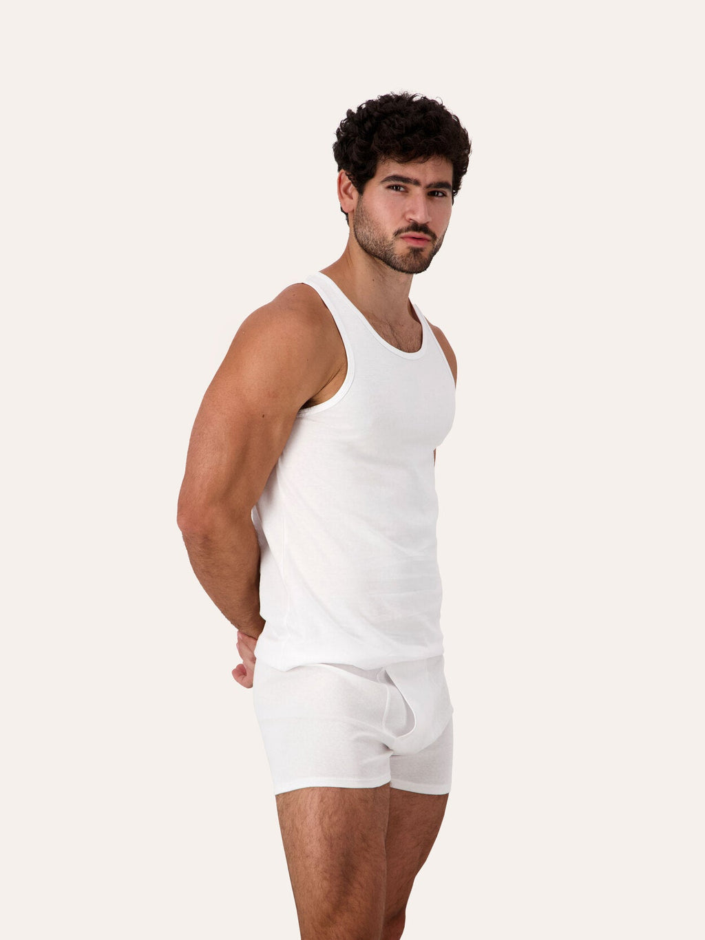 1 Pack / 3 Pack | West Corner tank top in white — side, on model