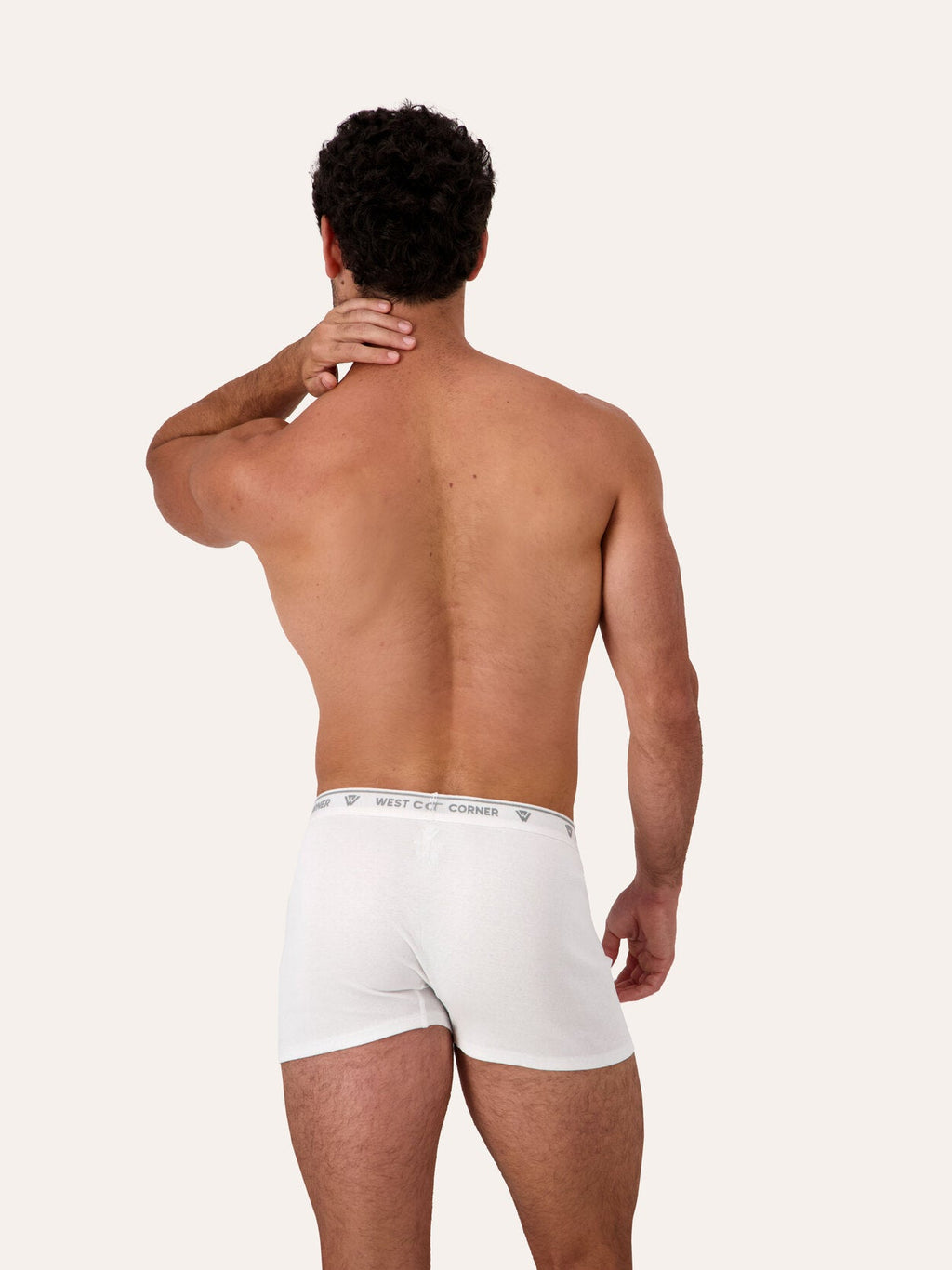 1 Pack / 3 Pack / 6 Pack | West Corner boxer brief in white — back, on model