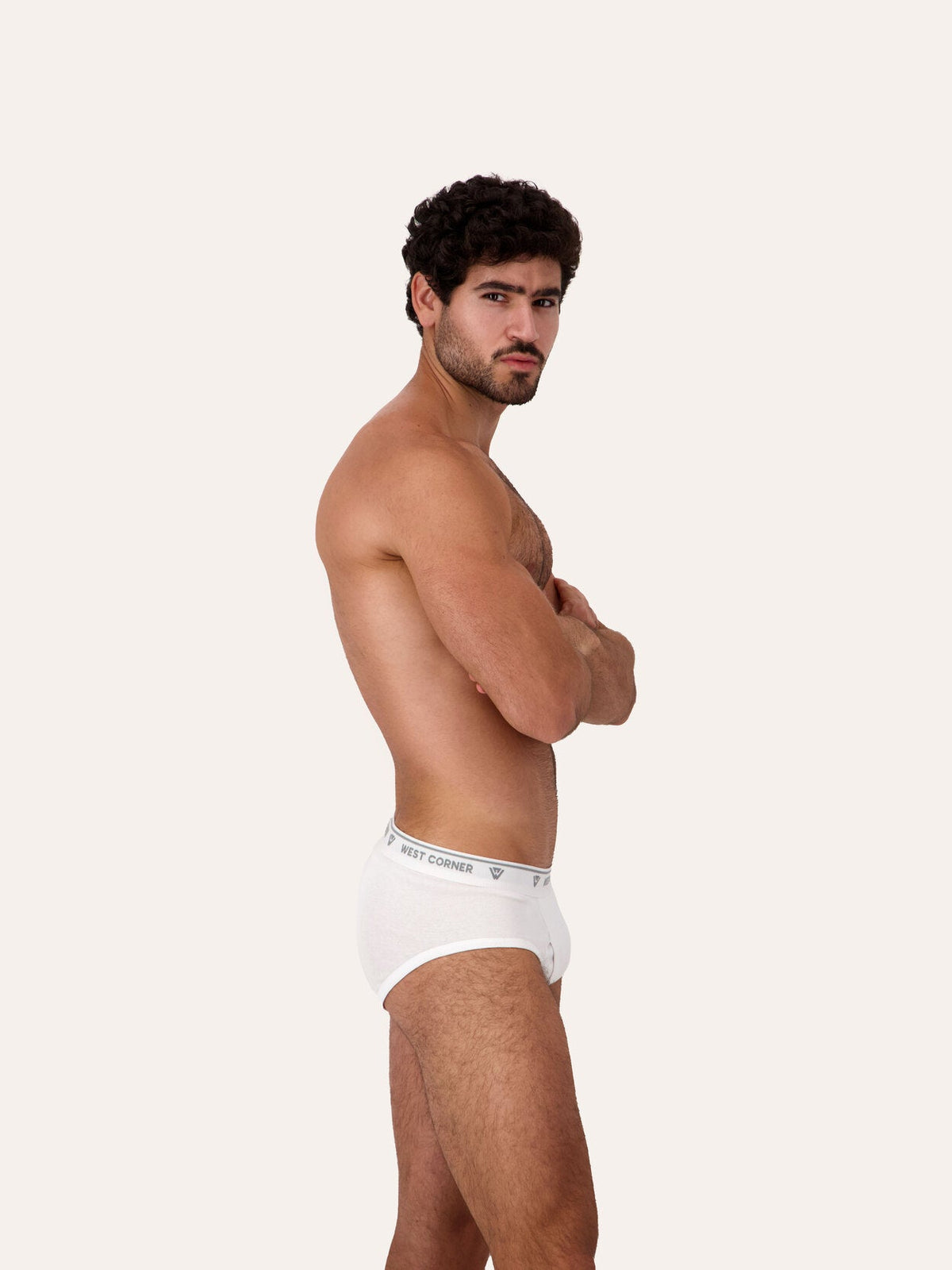 1 Pack / 3 Pack / 6 Pack | West Corner brief in white — back, on model