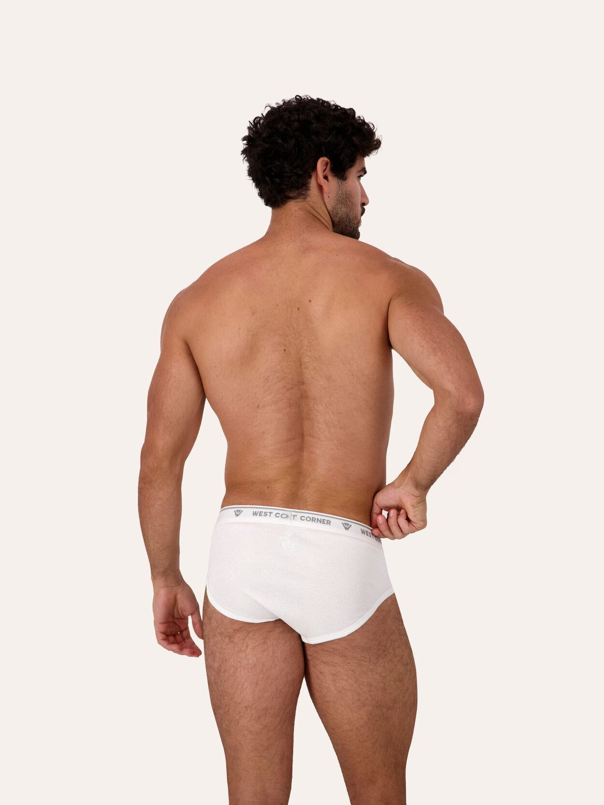 1 Pack / 3 Pack / 6 Pack | West Corner brief in white — side, on model