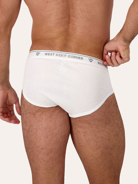 1 Pack / 3 Pack / 6 Pack | West Corner brief in white — back detail
