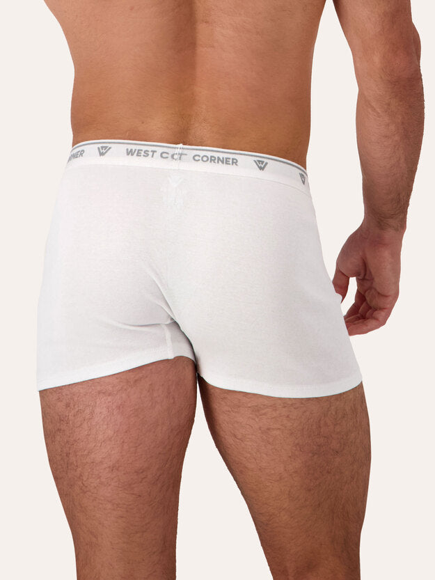 1 Pack / 3 Pack / 6 Pack | West Corner boxer brief in white — back detail