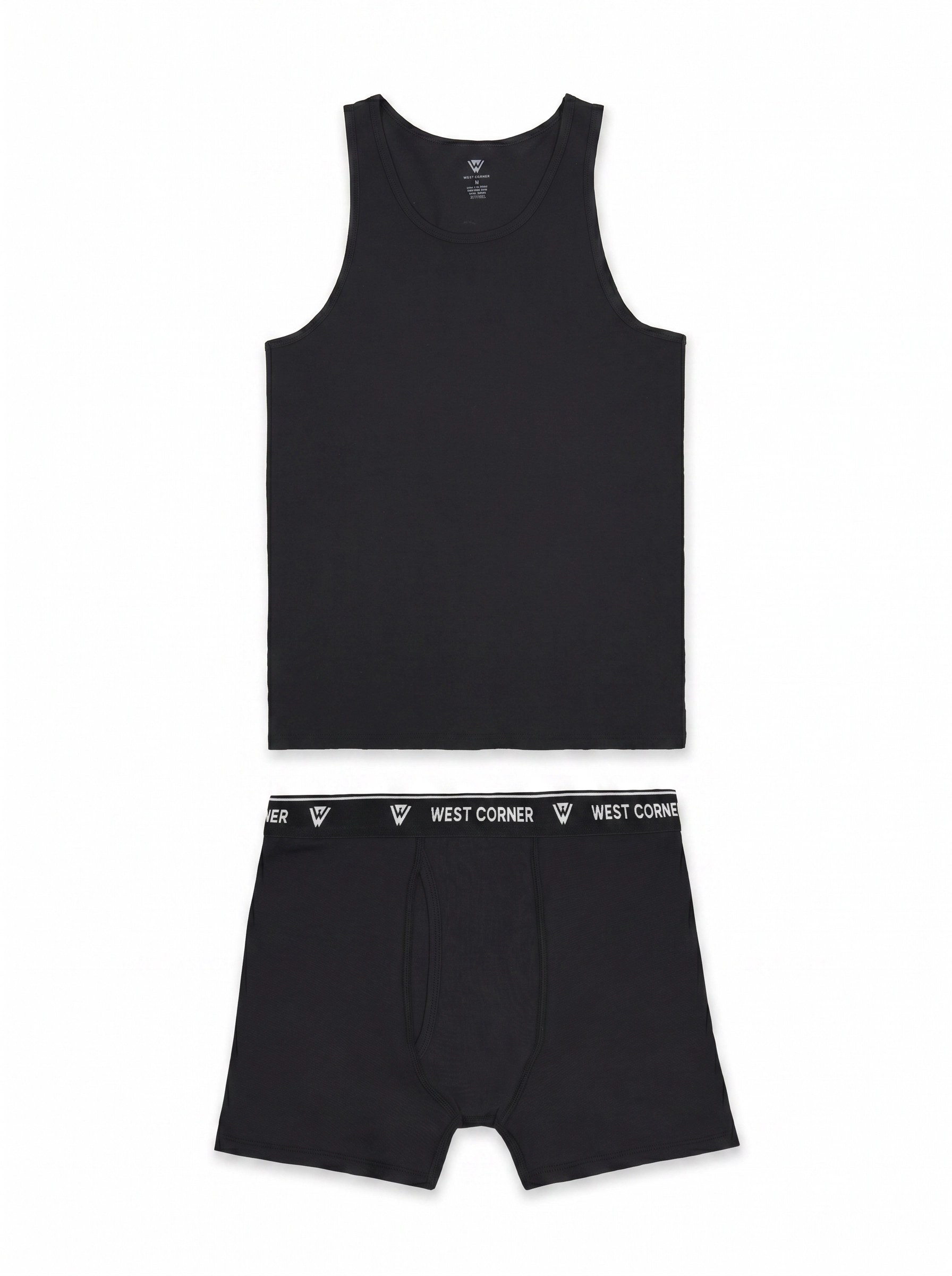 Black | West Corner set — tank top & boxer brief in black