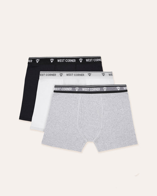 3 Pack | West Corner boxer brief mix — 3-pack (black, white & gray)