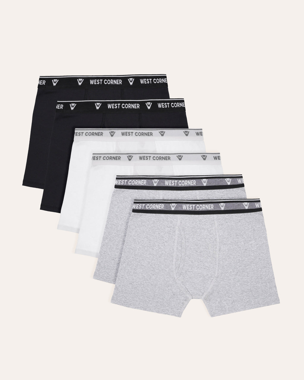 6 Pack | West Corner boxer brief mix — 6-pack (black, white & gray)