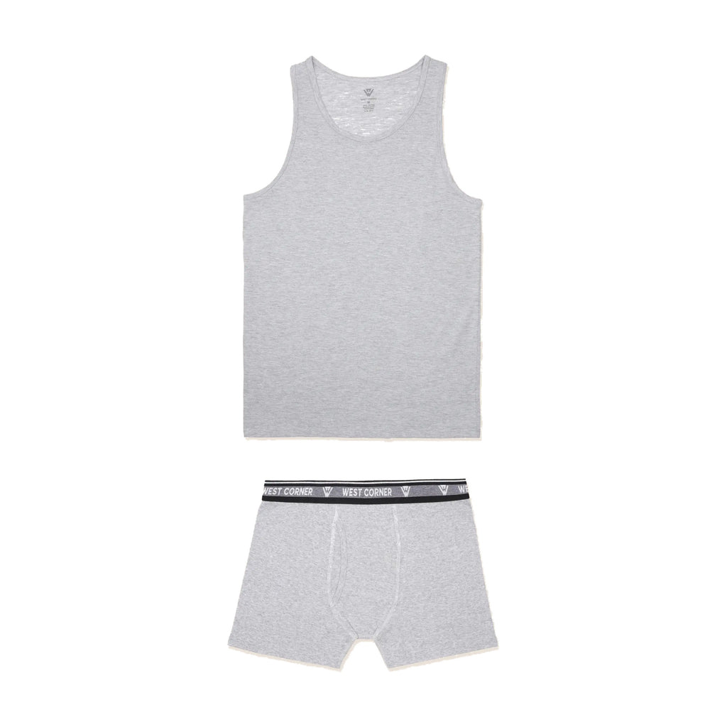 Gray Melange | West Corner set — tank top & boxer brief in gray melange