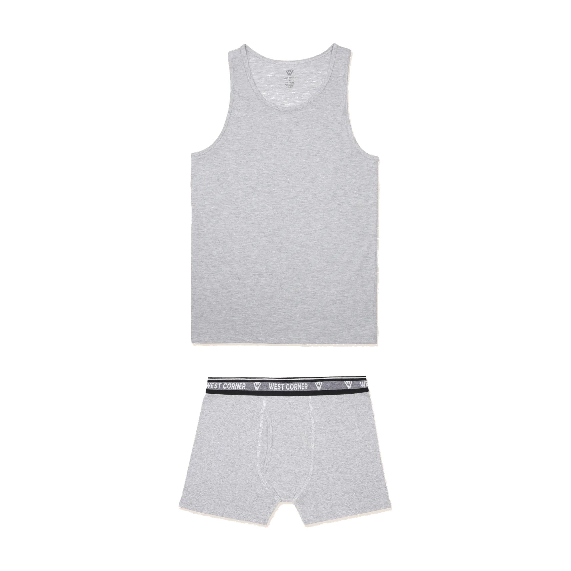 Gray Melange | West Corner set — tank top & boxer brief in gray melange