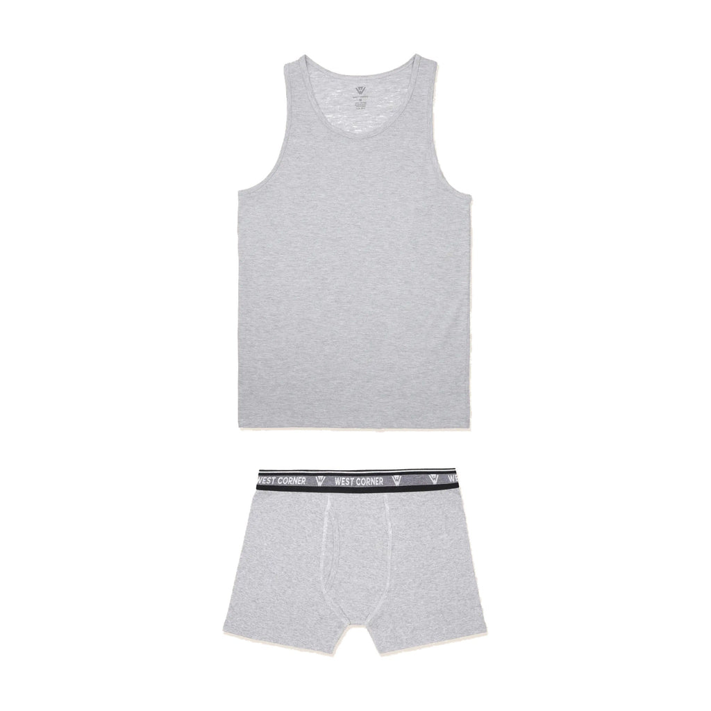West Corner set — tank top & boxer brief in gray melange