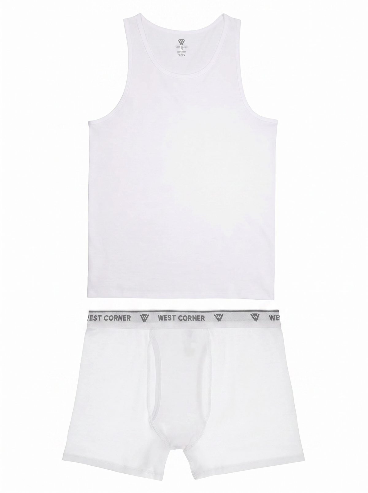 West Corner set — tank top & boxer brief in white