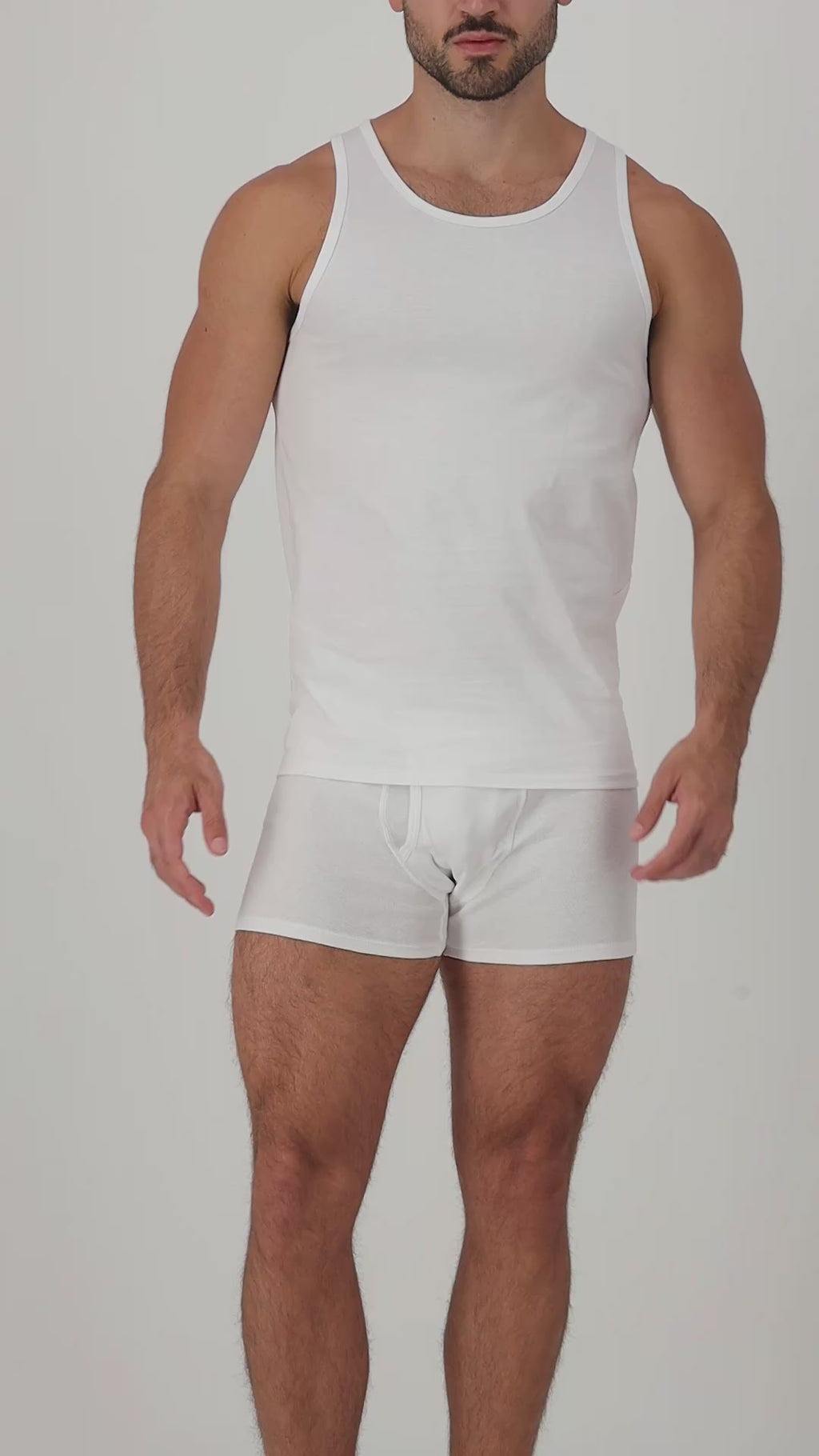 White / Black, White & Gray | West Corner tank top in white — on-model video