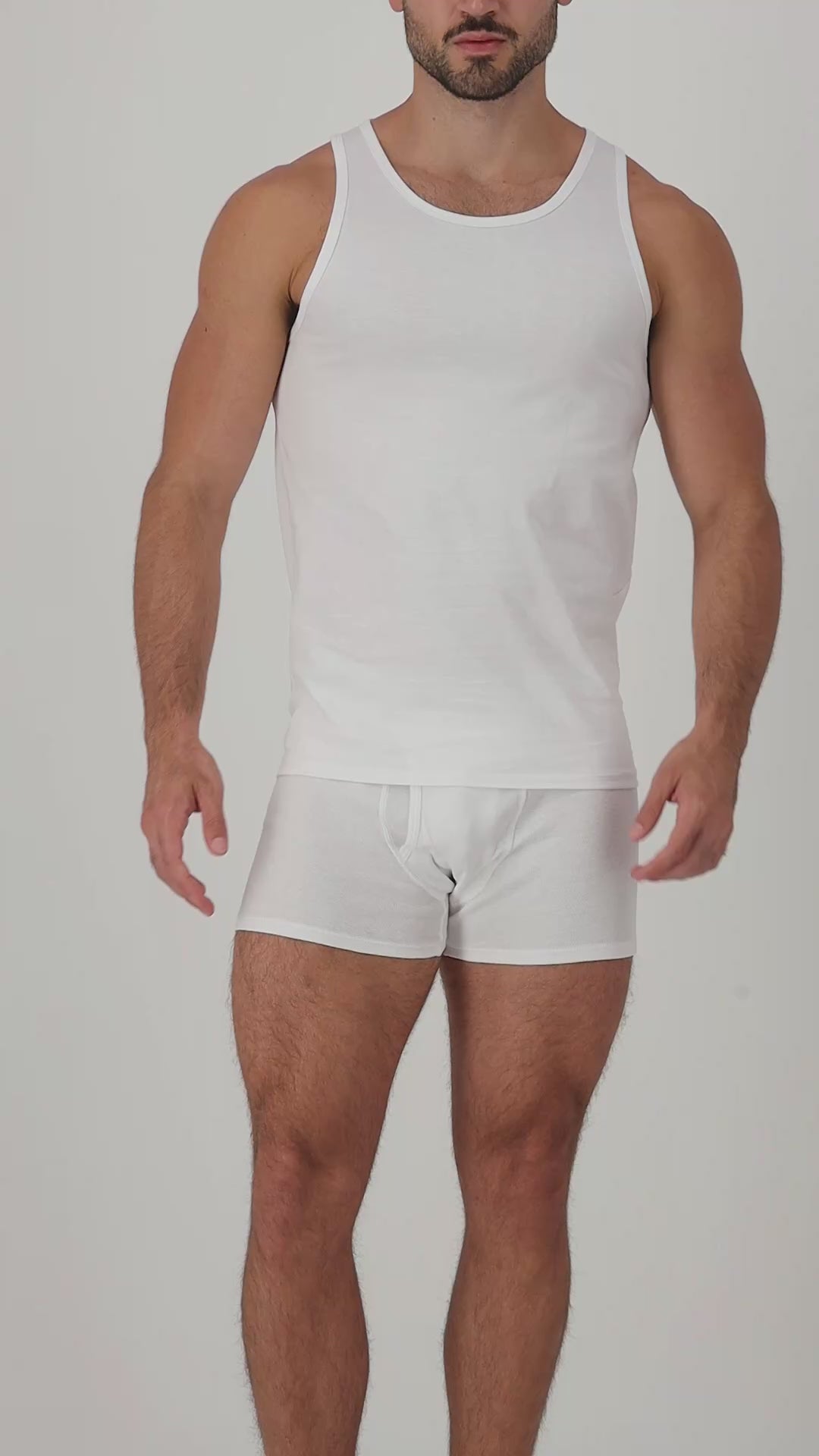 White / Black, White & Gray | West Corner tank top in white — on-model video