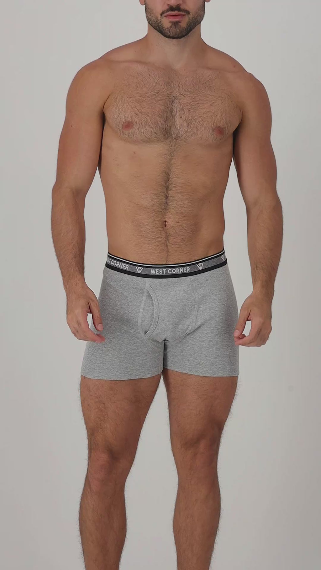Gray Melange / Black, White & Gray | West Corner boxer brief in gray melange — on-model video