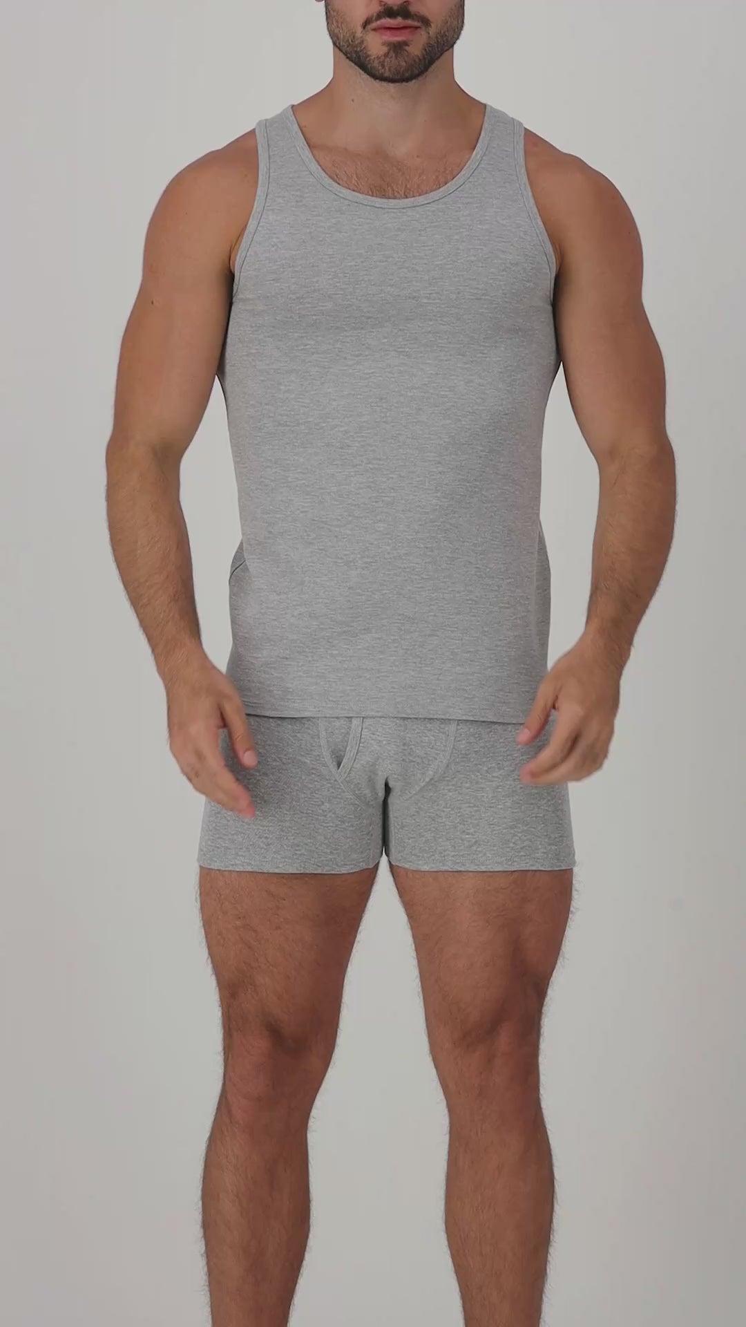 Gray Melange / Black, White & Gray | West Corner tank top in gray melange — on-model video